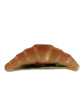 Vintage Plastic Food Croissant Sandwich Refrigerator Magnet - Measures 2.5” tall